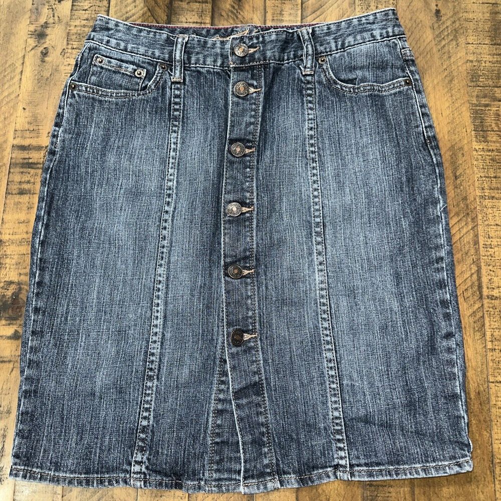 Vintage Tommy Hilfiger Denim Maxi Skirt Front/rear Pockets size 6-buttons (SO13)